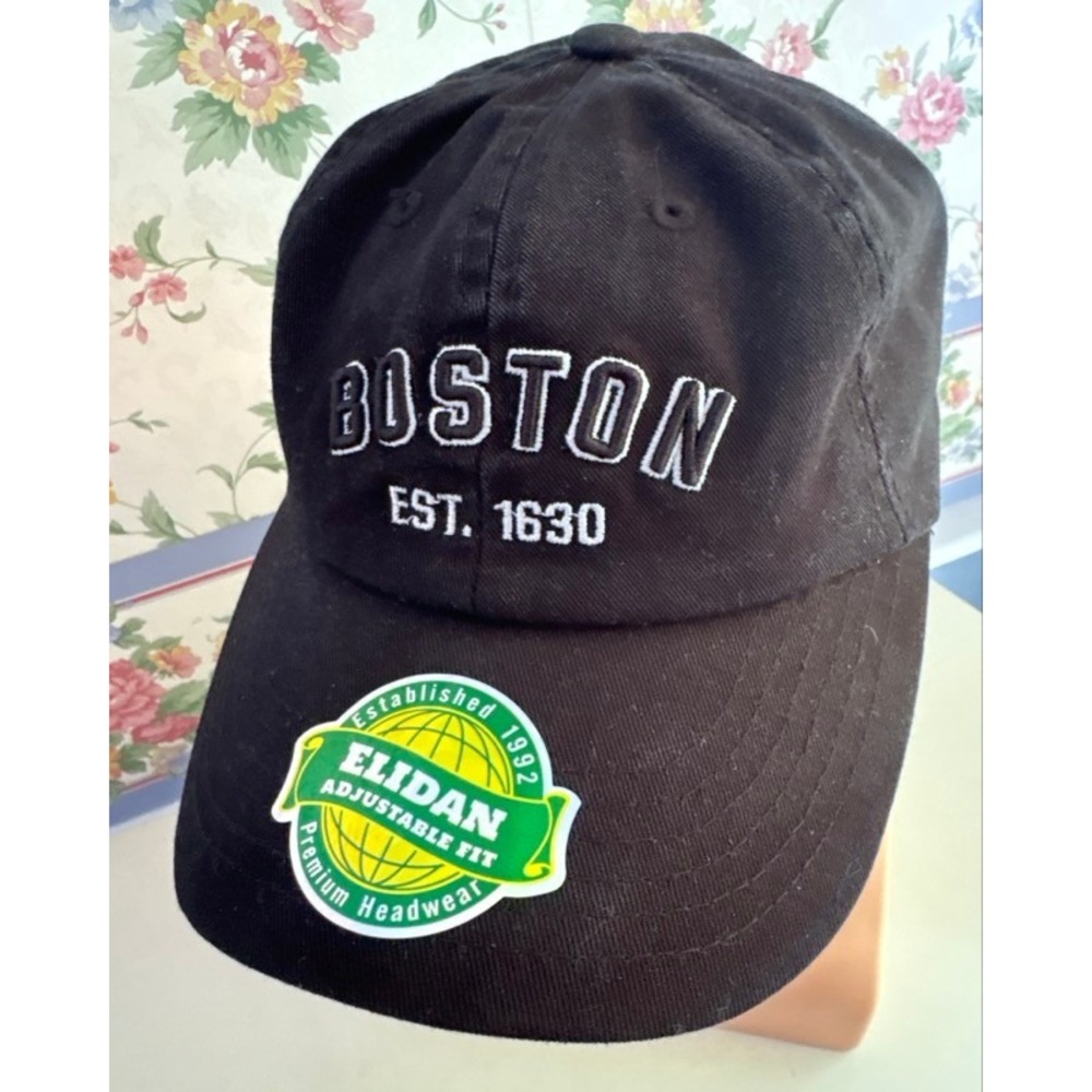 Elidan Boston Est. 1630‎ Cap Black Adjustable Cotton Hat Unisex